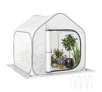 Outsunny Mini Serre Pop-up avec Housse en polyéthylène renforcé, Petite Serre Pliable avec Porte à Fermeture éclair pour intérieur et extérieur, 150 x 148 x 148 cm, Blanc