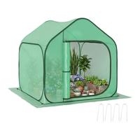 Outsunny Mini Serre Pop-up, Petite Serre de Jardin pour légumes, Plante, Fleurs, avec Porte à Fermeture éclair, Tente d'hivernage en PE, pour intérieur extérieur, 150 x 148 x 148 cm, Vert