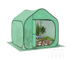 Outsunny Mini Serre Pop-Up Porte à Fermeture Éclair 150 x 148 x 148 cm Vert | Petite Serre de Jardin, pour Légumes Plante Fleurs, Tente d'Hivernage en PE, pour Intérieur Extérieur