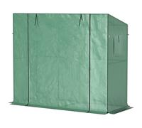 Outsunny Mini-serre, serre adossée avec porte enroulable et fenêtres à moustiquaire, résistante aux UV, pour fleurs, plants, plantes, Vert