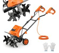 Outsunny Motobineuse électrique 1500W avec poignée pliable, largeur de travail 40 cm, profondeur de labour 9 cm, 6 lames, orange