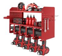 Outsunny Organisateur d'outils de jardin Étagère murale de rangement 2 niveaux pour garage avec bac et crochets