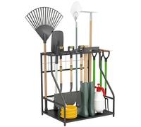 Organiseur d'outils de jardin - Outsunny - avec crochets - 3 niveaux - pour sécateurs, pelles, râteaux - orange