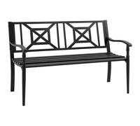 Outsunny Outsunny Banc de jardin 2 places banquette extérieur terrasse patio dossier haut assise à lattes accoudoirs noir