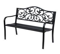 Outsunny Outsunny Banc de jardin 3 places terrasse Style Cosy Chic 127L x 60l x 85H cm métal époxy anticorrosion Noir noir