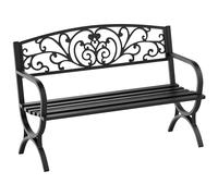 Outsunny Outsunny Banc de jardin terrasse en acier fonte noir 3 places 127 x 60 x 85 cm charge max 240 Kg noir