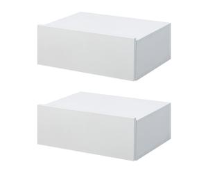 Outsunny Paire Chevets Muraux Aspect Bois Tiroir Coulissant Plateau Chambre Moderne Aosom France
