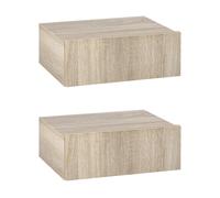 Outsunny Paire Tables de Chevet Murales Bois Naturel avec Tiroir Design Moderne Élégant Aosom France