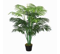 Outsunny Palmier Artificiel 125 cm avec 18 Grandes Feuilles - Plante Artificielle Intérieur avec Base en Ciment et Mousse de Lichen en PE - Facile à Nettoyer, pour Salon, Chambre, Bureau