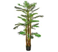HomCom - Palmier artificiel 1,85 m - plastique, tronc et branches, lichen, feuilles, pot inclus