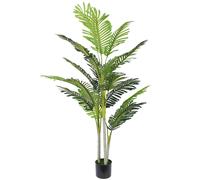 Outsunny Palmier artificiel hauteur 150 cm arbre artificiel décoration plastique fil de fer pot inclus vert aosom france