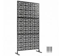 Outsunny Panneau Brise Vue décoratif Extérieur 92 x 40 x 192 cm, Noir | Claustra Décoratif Jardin, 3 Panneaux à Motif Géométrique, Paravent Extérieur avec Support en Métal