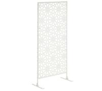 Outsunny Panneau brise-vue décoratif extérieur motif étoiles - acier thermolaqué blanc 92x45x198 cm
