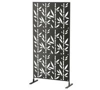 Outsunny Panneau Brise Vue décoratif Extérieur Claustra Décoratif Jardin 3 Panneaux à motif Bambou métal 92x40x192cm Noir