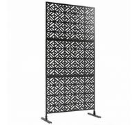 Outsunny Panneau Brise Vue décoratif Extérieur Claustra Décoratif Jardin 3 Panneaux à motif géométrique métal 92x40x192cm Noir