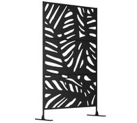 Outsunny Panneau brise vue décoratif extérieur noir à motif végétal en métal - 122 x 45 x 198 cm Aosom France