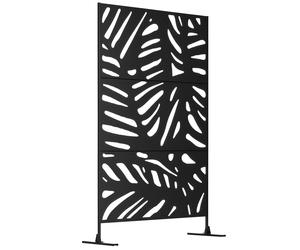 Outsunny Panneau brise vue décoratif extérieur noir à motif végétal en métal - 122 x 45 x 198 cm Aosom France