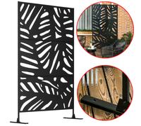 Outsunny Panneau Brise Vue Décoratif Métal Jardin Motif Végétal 122x45x198cm