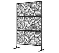 Outsunny Panneau brise vue décoratif paravent extérieur noir à motif végétal en métal - 122 x 45 x 198 cm, noir