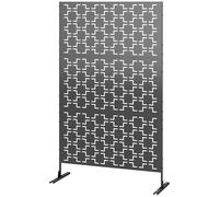 Outsunny Panneau brise vue décoratif paravent extérieur vert à motif géométrique ajouré en métal - 122 x 45 x 198 cm, noir
