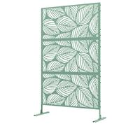 Outsunny Panneau brise vue décoratif paravent extérieur vert à motif végétal en métal - 122 x 45 x 198 cm, vert