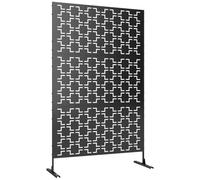 Outsunny Panneau Brise Vue Décoratif Paravent Métal 122 x 45 x 198 cm Noir | Extérieur, Motif Ajouré Géométrique
