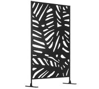 Outsunny Panneau Brise Vue Extérieur Décoratif 122 x 45 x 198 cm Noir | Motif Végétal, en Métal, ParaventExtérieur