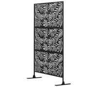 Outsunny Panneau décoratif extérieur paravent extérieur en acier motifs de branches de saule découpées 122 x 45 x 198 cm noir