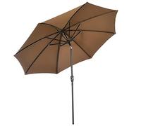 Outsunny Parasol Ø300x252cm inclinable canopée manivelle marron | Parapluie de terrasse, 8 nervures métalliques, pour patio, balcon, extérieur