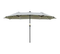 Outsunny Parasol avec LED Solaire 4,5m Parasol Double Jardin Parasol de Marché Parasol de Terrasse Ovale Gris clair + Noir