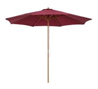 Outsunny Parasol de jardin extšŠrieur parasol droit double toit en bois polyester haute densitšŠ protection solaire ? 3 x 2,5 m rouge