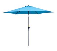 Outsunny Parasol de Jardin Ø2,6x2,4 m avec Manivelle et Tête Inclinable en Aluminium et Polyester, Bleu
