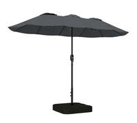 Outsunny Parasol de jardin double 3 x 1,5 m avec base en croix, sacs de sable, parasol d'extérieur rectangulaire avec manivelle, 12 lames, UV 50+, pour terrasse et balcon