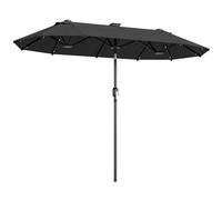 Outsunny Parasol de jardin double 3 x 1,5 m, parasol de jardin extérieur avec éclairage solaire, manivelle et 2 aérations, gris