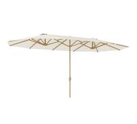 Outsunny Parasol de jardin double 455 x 265 cm, parasol de jardin extšŠrieur, manivelle, poteau en acier, polyester 180g/m?, abri soleil UPF30+, pour patio, terrasse, beige