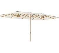 Outsunny Parasol de jardin double 455 x 265 cm, parasol de jardin extšŠrieur, manivelle, poteau en acier, polyester 180g/m?, abri soleil UPF30+, pour patio, terrasse, beige