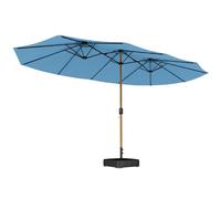 Outsunny Parasol de jardin double 5 x 3 m, parasol de jardin extérieur avec base incluse, manivelle, polyester 180g/m², protection UV, pour patio, terrasse, bleu