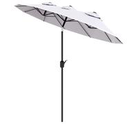 Outsunny Parasol de Jardin Double Inclinable avec Ouverture à Manivelle, 295x152x222cm, Blanc