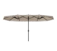 Outsunny Parasol de jardin double rectangulaire 4,5 x 2,65 x 2,6 m avec ouverture fermeture manivelle, toile 180 g/m², crème