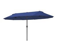 Outsunny Parasol de jardin double rectangulaire 4,6L x 2,7l x 2,4H m avec ouverture fermeture manivelle, toile 180 g/m², bleu