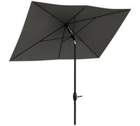Outsunny Parasol de Jardin Droit Rectangulaire Inclinable 2x3m Gris Foncé | avec Manivelle, Toile Polyester Imperméabilisée Haute Densité 180 g/m², Extérieur