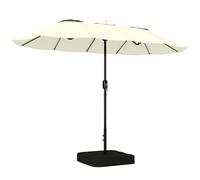 Outsunny Parasol de Jardin Extérieur 300x150cm avec Base et Sacs de Sable - Parasol Double Face Rectangulaire avec Protection UV 50+ - Grand Pare-Soleil à Manivelle pour Terrasse et Balcon, Beige