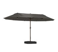 Outsunny Parasol de jardin exterieur parasol double rectangulaire 4,6L x 2,7l x 2,4H m avec ouverture fermeture manivelle, sacs de lestage et base inclus, pour balcon, piscine, gris