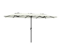 Outsunny Parasol de jardin extérieur, grand parasol double 4,6 m avec manivelle et protection UV50+, housse de protection, crème