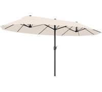 Outsunny Parasol de jardin exterieur parasol double 4,6L x 2,7l x 2,4H m ouverture fermeture manivelle acier polyester haute densitšŠ crššme