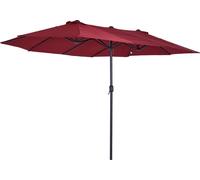 Outsunny Parasol de jardin exterieur parasol double rectangulaire 4,6L x 2,7l x 2,4H m avec ouverture fermeture manivelle, cadre en acier, toile 180 g/m², parasol pour balcon, piscine, bordeaux