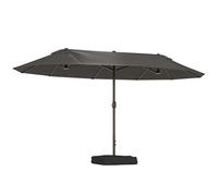 Outsunny Parasol de jardin exterieur parasol double rectangulaire 4,6L x 2,7l x 2,4H m avec ouverture fermeture manivelle, sacs de lestage et base inclus, pour balcon, piscine, gris