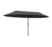 Outsunny Parasol de jardin exterieur parasol double rectangulaire 4,6L x 2,7l x 2,4H m avec ouverture fermeture manivelle, cadre en acier, toile 180 g/m?, parasol pour balcon, piscine, noir