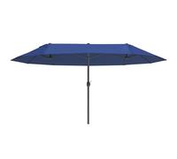 Outsunny Parasol de jardin exterieur parasol double rectangulaire 4,6L x 2,7l x 2,4H m avec ouverture fermeture manivelle, cadre en acier, toile 180 g/m², parasol pour balcon, piscine, bleu