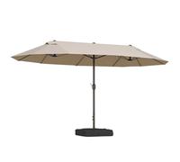 Outsunny Parasol de jardin exterieur parasol double rectangulaire 4,6L x 2,7l x 2,4H m avec ouverture fermeture manivelle, sacs de lestage et base inclus, pour balcon, piscine, kaki